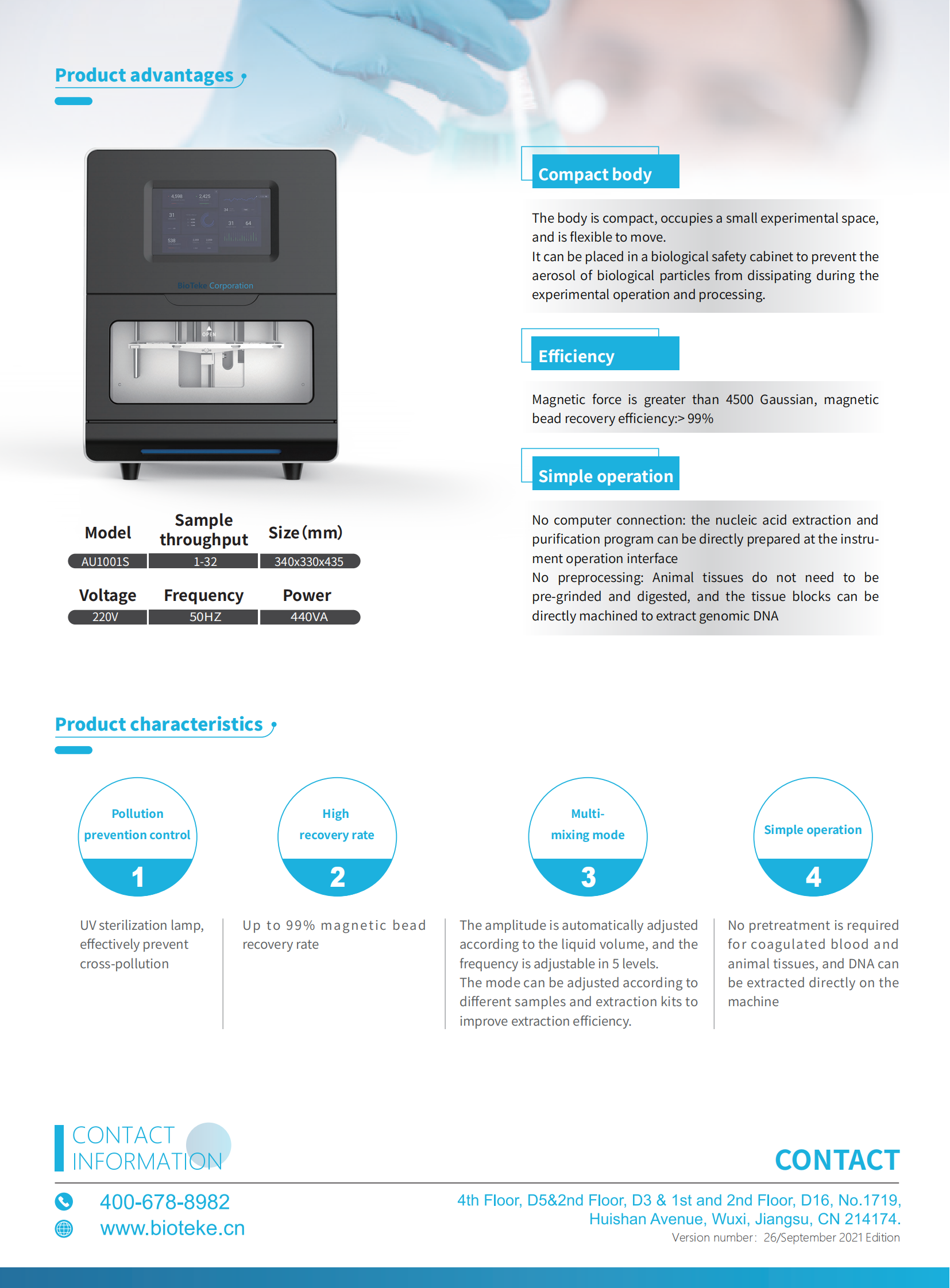 Bioteke AU1001S nucleic acid extractor Bioteke Au1001S екстрактор нуклеїнової кислоти