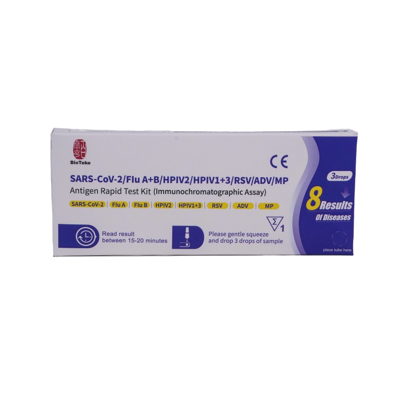 8 в 1 SARS-COV-2/грип A+B/HPIV2/HPIV1+3/RSV/ADV/MP Набір швидкого тестування антигену